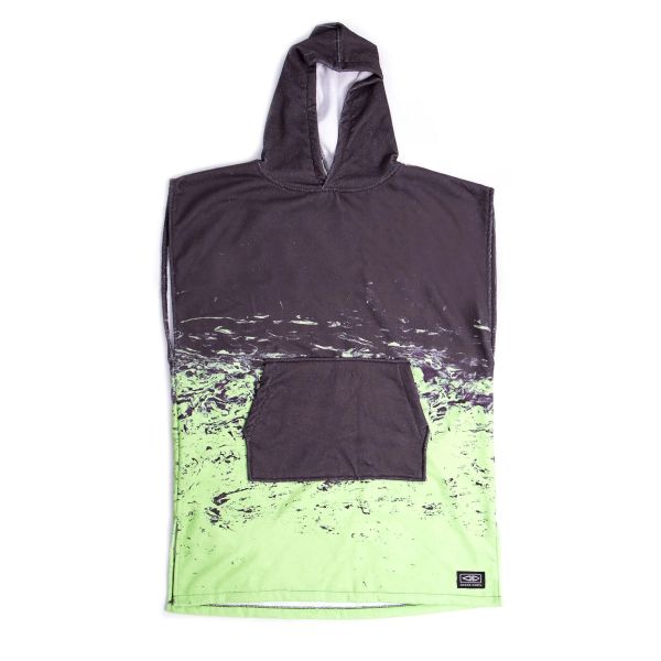 Ocean & Earth Southside Youth Hooded Poncho Black Lime