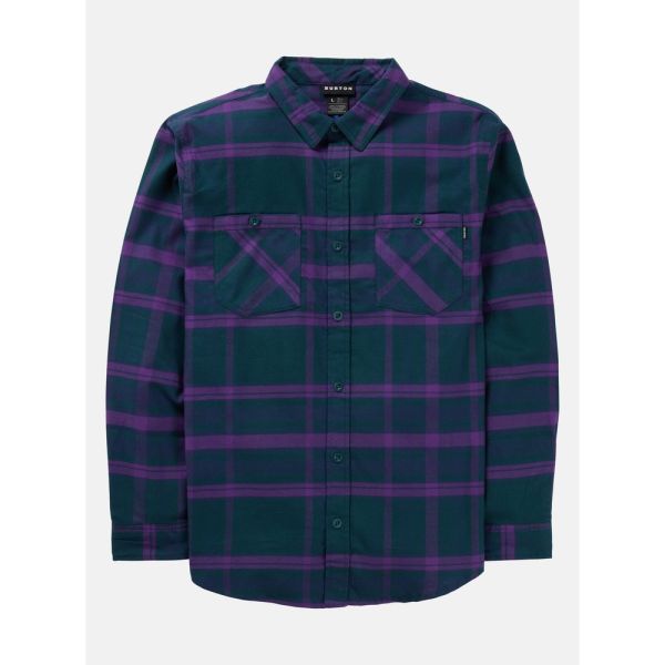 Burton Favorite Long Sleeve Flannel Deep Emerald Imperial Purple Plaid