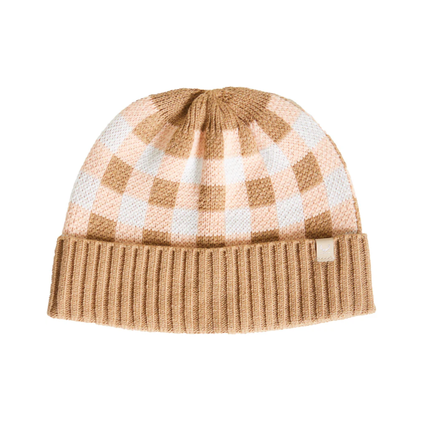 Rojo Check Beanie Warm Taupe