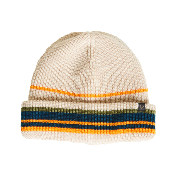 Rojo Super Stripe Beanie White Cap Grey