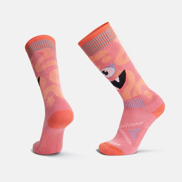Le Bent Monster Party Kids Light Snow Sock Strawberry Pink