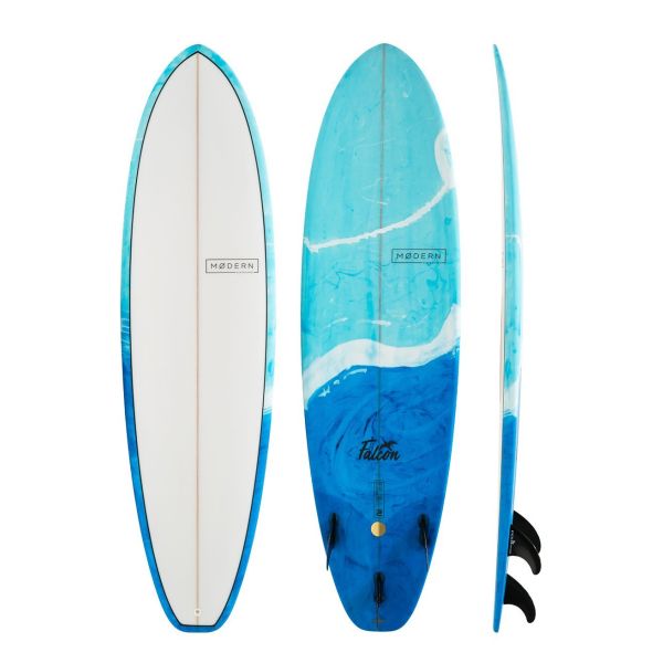 Modern Falcon PU Surfboard - Blue Swirl Tint - 7ft0