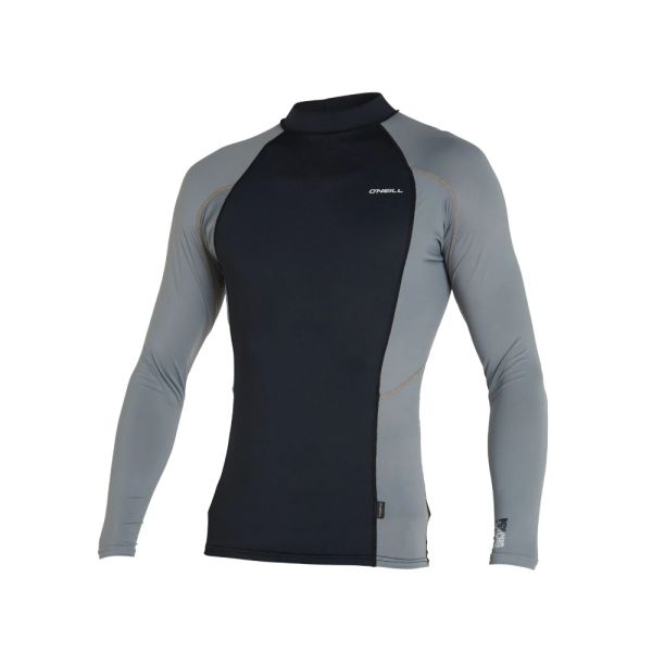 ONeill Psycho UV Long Sleeve Rash Vest Black Smoke