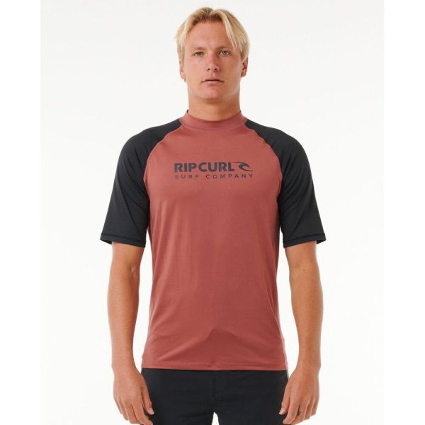 Rip Curl Shock UPF Short Sleeve Rash Shirt Apple Butter