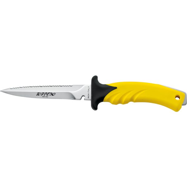 MAC Torpedo 11 Knife Black Blade Yellow Handle +Spearo Trim