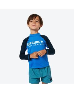 Rip Curl Shock UPF L/S-Boy Rash Vest Blue Gum