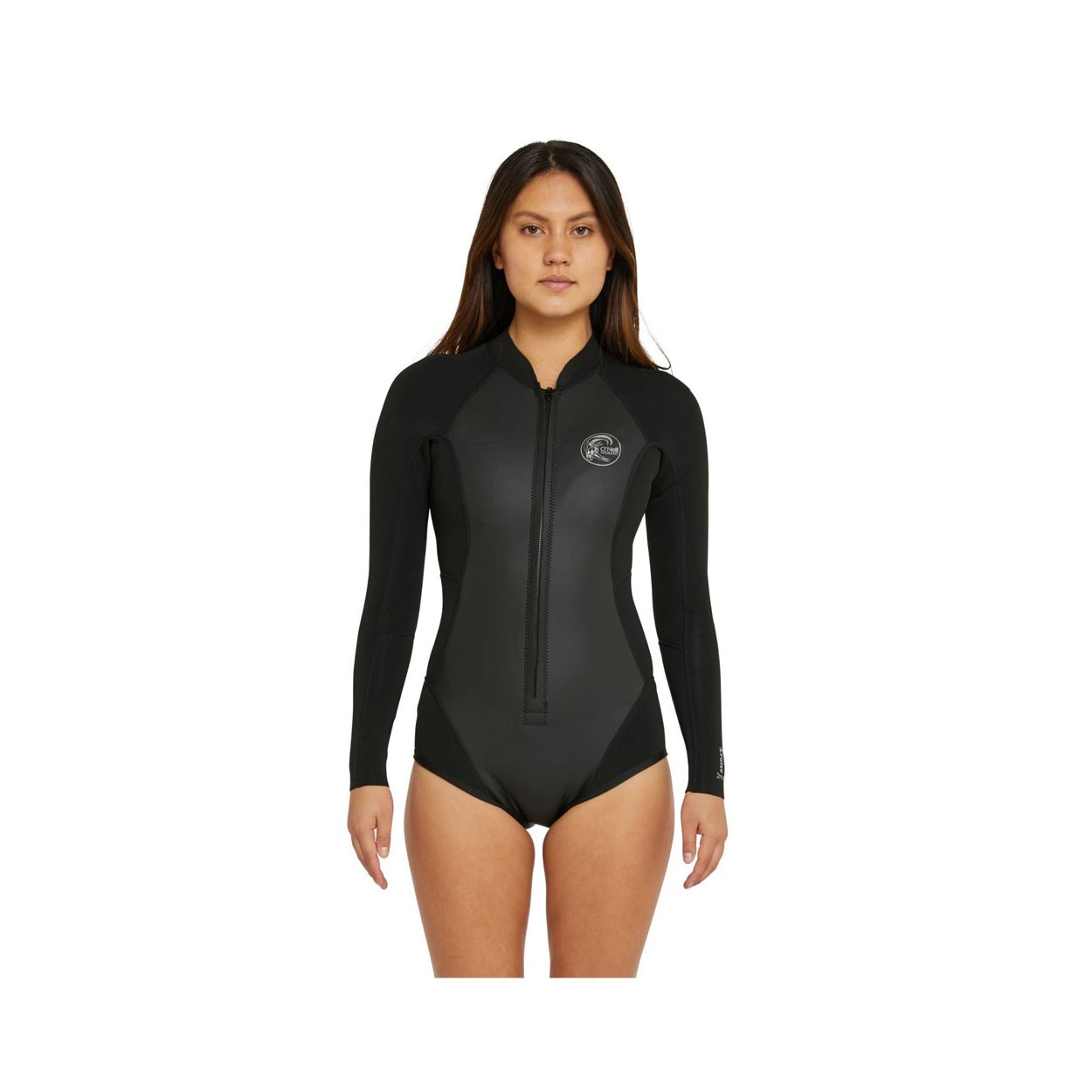 ONeill Cruise Front Zip Long Sleeve Cheeky Springsuit Black Lineup