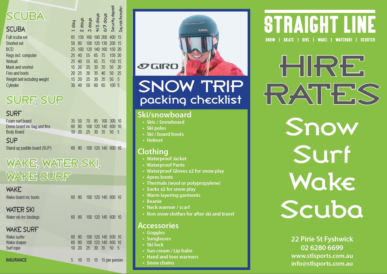 Straight Line Sports Hire Rates